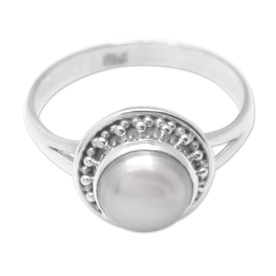 Sterling Silver Cocktail Ring with Grey Cultured Pearl