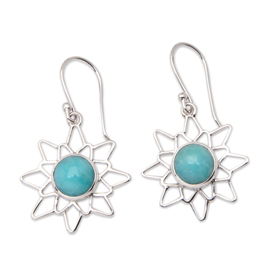 Chakra-Inspired Dangle Earrings with Amazonite Cabochons