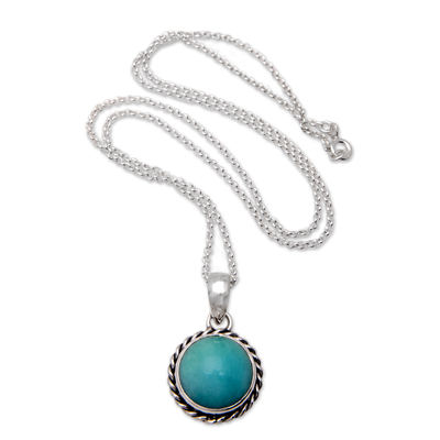 Sterling Silver Pendant Necklace with Amazonite Cabochon