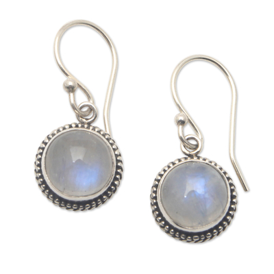 Dangle Earrings with Rainbow Moonstones and Braided Motifs