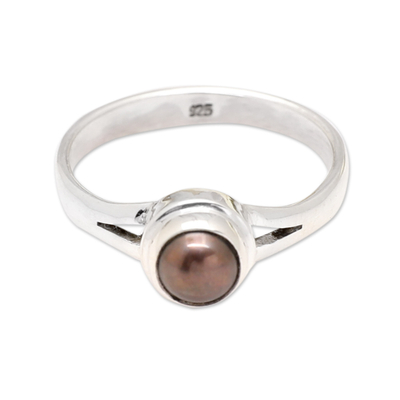 Sterling Silver Solitaire Ring with Cultured Pearl from Bali
