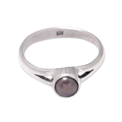 Sterling Silver Solitaire Ring with Brown Cultured Pearl