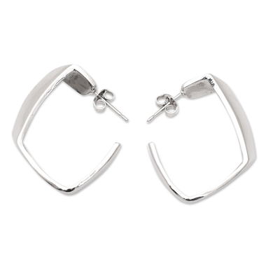 Minimalist Geometric Sterling Silver Half-Hoop Earrings