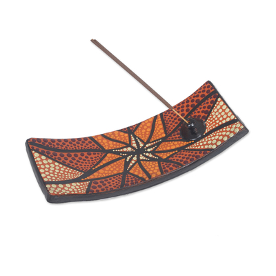 Hand-Painted Starfish Ceramic Incense Holder in Warm Hues