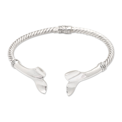 Shark-Themed Sterling Silver Cuff Bracelet from Bali