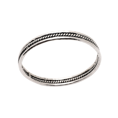 Sterling Silver Bangle Bracelet with Combination Finish