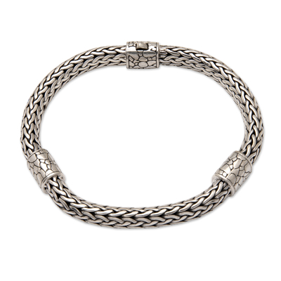 Polished Sterling Silver Naga Chain Bracelet Crafted in Bali