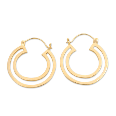 Modern 18k Gold-Plated Brass Hoop Earrings Crafted in Bali