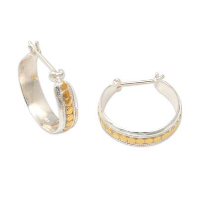 18k Gold-Accented Sterling Silver Hoop Earrings from Bali