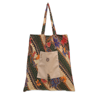 Handmade Cotton Foldable Tote Bag with Vibrant Batik Motifs