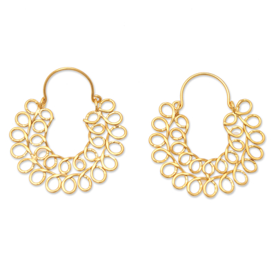 Modern 22k Gold-Plated Hoop Earrings with Intertwined Loops