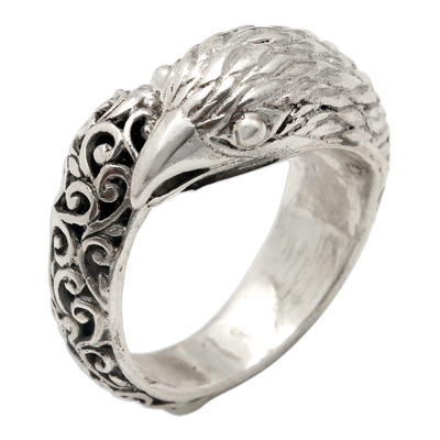 Eagle-Themed Balinese Sterling Silver Cocktail Ring