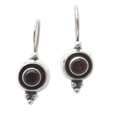 Natural Garnet Drop Earrings Made from Sterling Silver