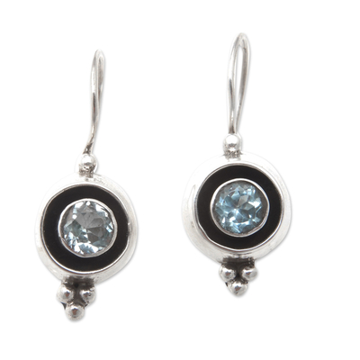 Faceted Blue Topaz Drop Earrings Made from Sterling Silver