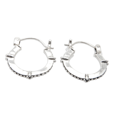 Polished Sterling Silver Hoop Earrings with Dainty Orbs