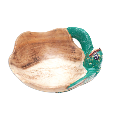 Hand-Carved and Hand-Painted Turtle-Shaped Wood Catchall
