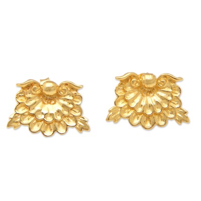 Gold-Plated Dandelion Themed Stud Earrings from Bali