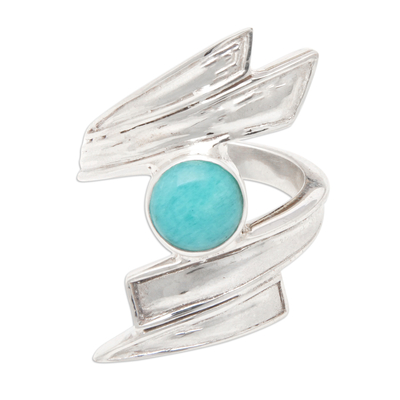 Modern Abstract Cocktail Ring with an Amazonite Cabochon