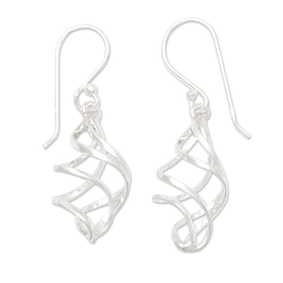 High-Polished Sterling Silver Dangle Earrings Made in Bali