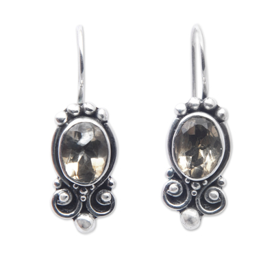Classic Sterling Silver Drop Earrings with Citrine Jewels