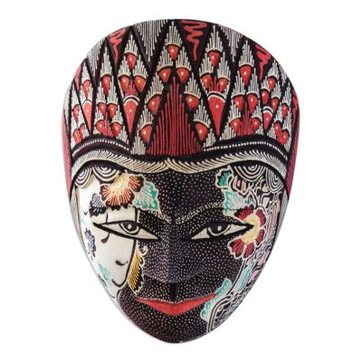 Batik Wood Mask of Hindu Goddess Sita Handcrafted in Java