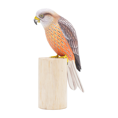 Handcrafted Suar Wood Eagle Sculpture with Albesia Wood Base