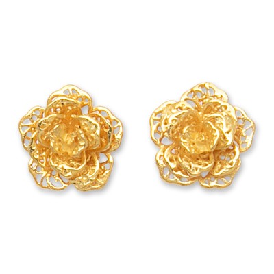 Polished Floral 18k Gold-Plated Button Earrings