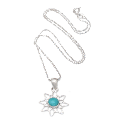 Sterling Silver Amazonite Chakra Flower Pendant Necklace