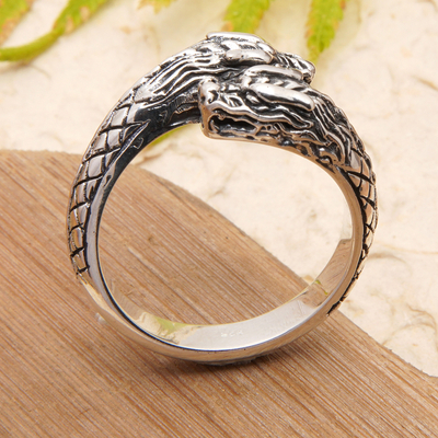 Dragon-Shaped Traditional Sterling Silver Cocktail Ring