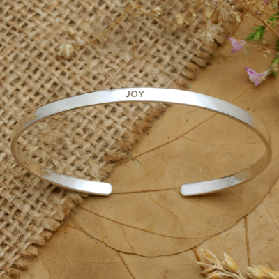 Polished Minimalist Sterling Silver Joy Cuff Bracelet