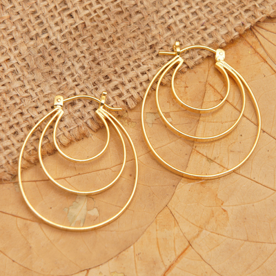 High-Polished Modern 18k Gold-Plated Hoop Earrings