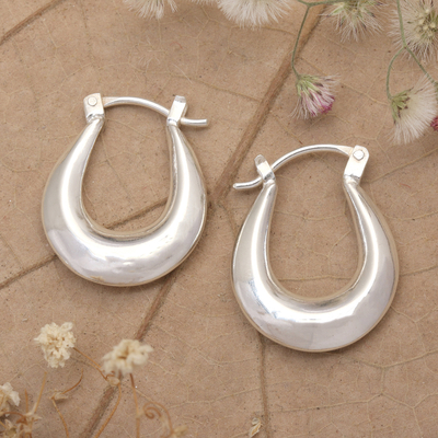 High-Polished Sterling Silver Hoop Earrings from Bali