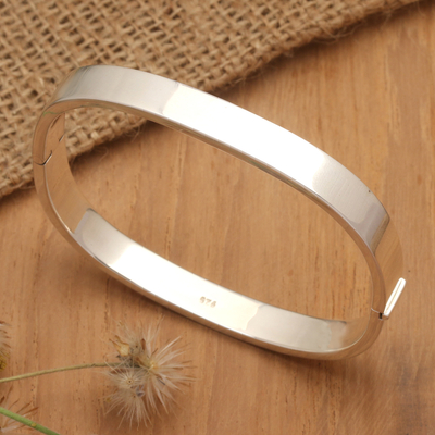 Polished Sterling Silver Bangle-Style Wristband Bracelet