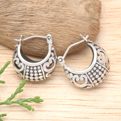 Traditional Balinese Sterling Silver Hoop Earrings