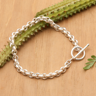 High-Polished Modern Sterling Silver Link Bracelet