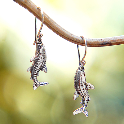 Catfish-Shaped Sterling Silver Dangle Earrings from Bali