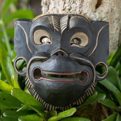 Traditional Monkey-Shaped Albesia Wood Mask from Bali