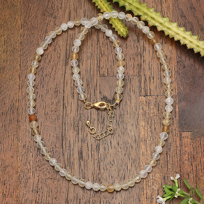 18k Gold-Accented Citrine Beaded Necklace from Bali