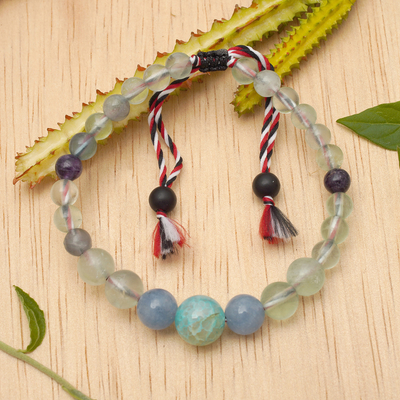 Fair Trade Fluorite and Aquamarine Beaded Bracelet from Bali