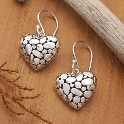 Romantic Bubble-Patterned Sterling Silver Dangle Earrings