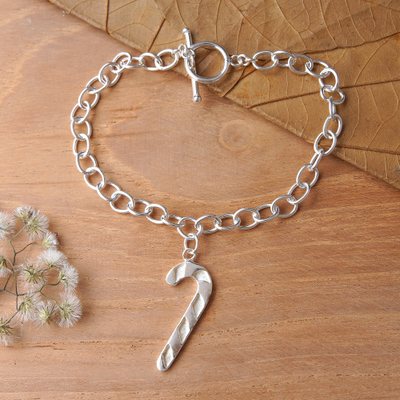 Candy Cane-Themed Sterling Silver Charm Bracelet from Bali