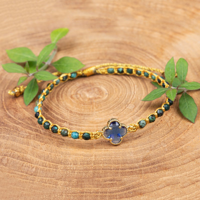 Reconstituted Turquoise Recycled Glass Gold Accent Bracelet