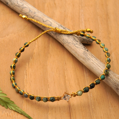 Reconstituted Turquoise Recycled Glass Gold Accent Bracelet