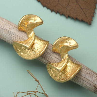 Whimsical 18k Gold-Plated Button Earrings Crafted in Bali