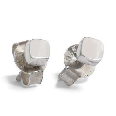 High-Polished Cube-Shaped Sterling Silver Stud Earrings