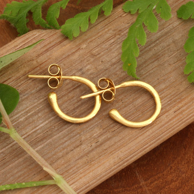 22k Gold-Plated Brass Classic Half-Hoop Earrings from Bali