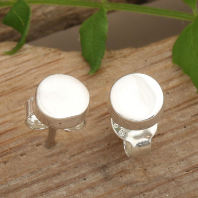 Polished Sterling Silver Stud Earrings Crafted in Bali