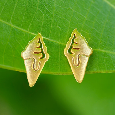 Whimsical Ice Cream-Themed 18k Gold-Plated Stud Earrings