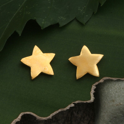 Inspirational Star-Shaped 18k Gold-Plated Stud Earrings