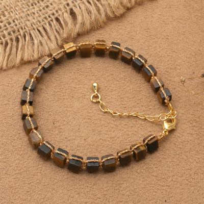 Gold-Accented Link Bracelet with Knotted Tiger